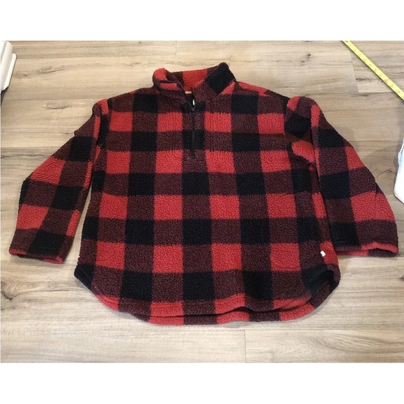 Koolaburra by UGG Women's XL Thick Fleece Pull-over Red/Black Plaid Mock Neck - Picture 7 of 13